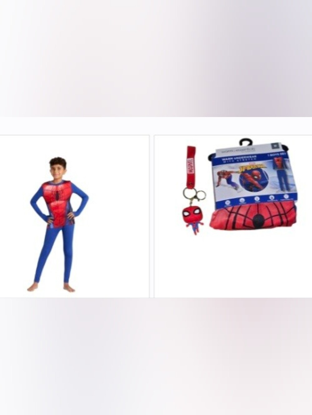 Kids Red & Blue Spider-Themed Superhero Costume And Spider Man Keychain